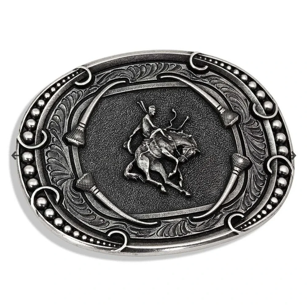 MONTANA SILVERSMITHS Bucking Horse Rodeo Horseshoe Nail Western Belt Buckle NEW!